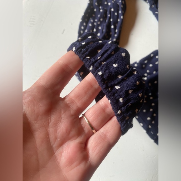 Rails Beaux Navy Blue Mini Hearts, Size Small, Peplum Shirt, Drawstring Waist - Picture 7 of 7